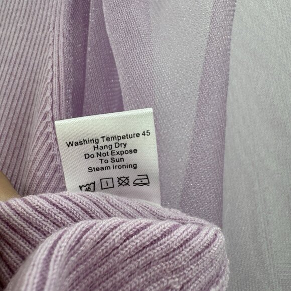 Tuckernuck Lilac Knit Betsy Blouse with Sheer Balloon Sleeve size M NWT - Picture 5 of 9